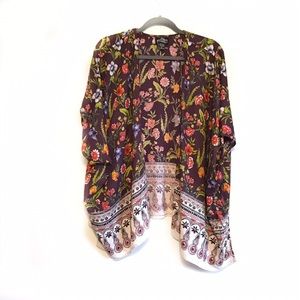 ANGIE purple floral kimono/cardigan cover